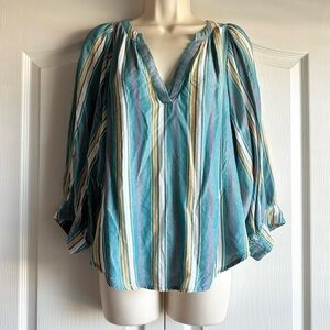 Anthropologie Maeve Striped Puff Sleeve Byron Top